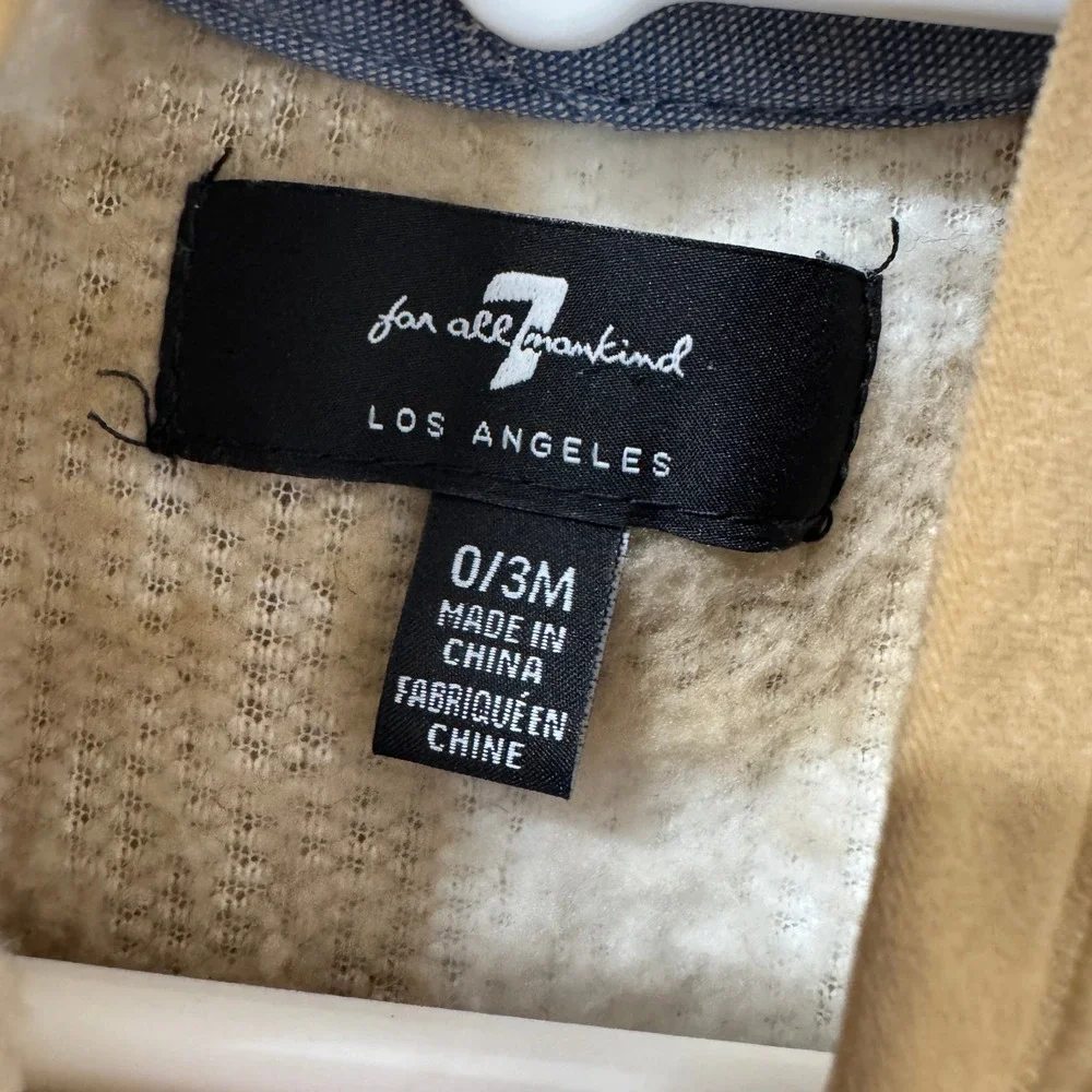 7 For All Mankind Baby Jacket 0-3‎ Months Sherpa Fleece Plaid Zip Jacket